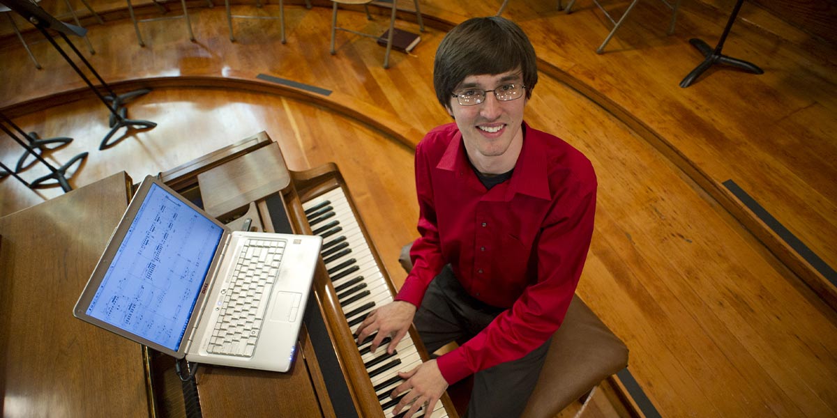 Christian playing the piano